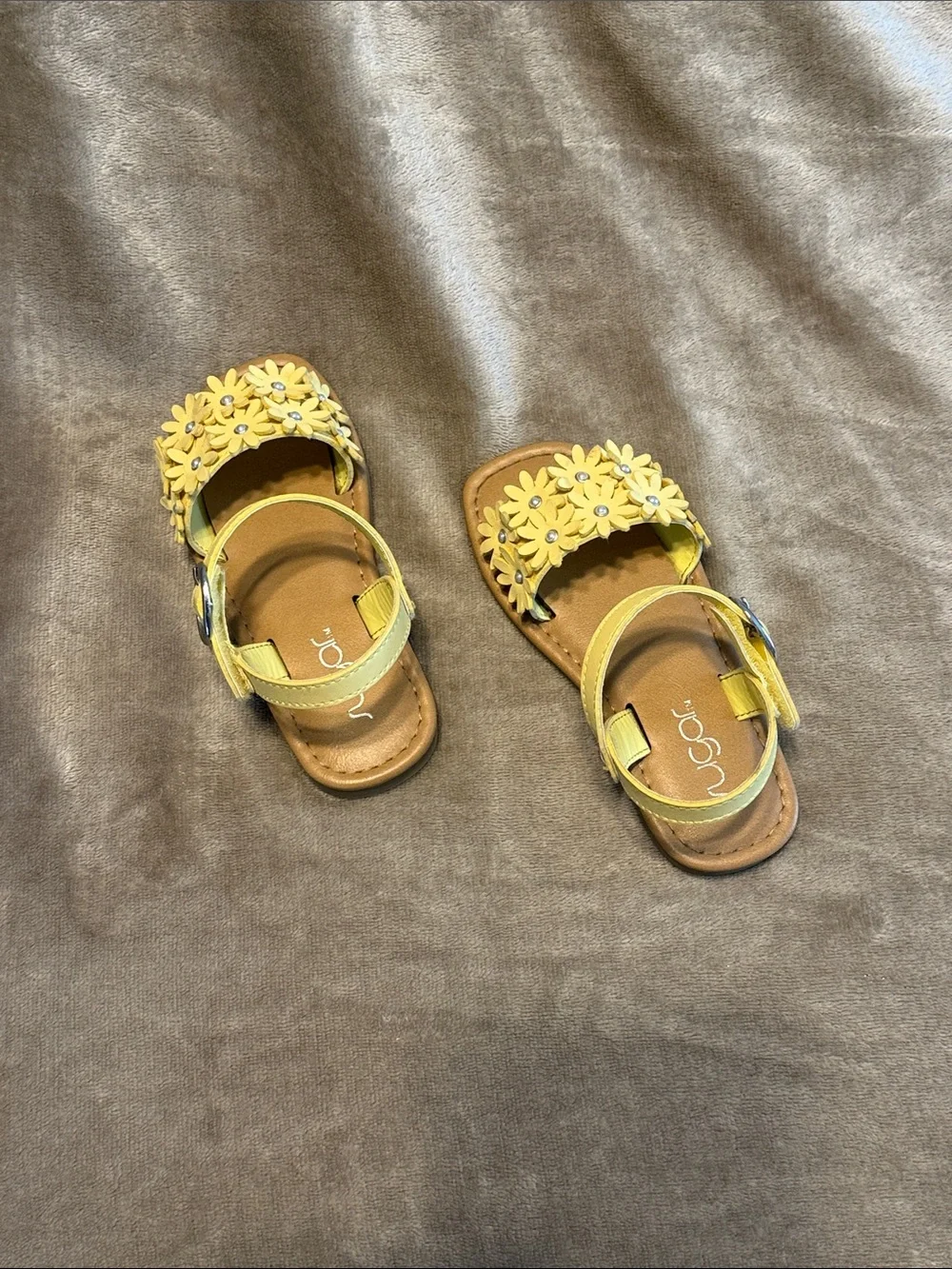 Sugar Yellow Floral Strap Sandals for Kids 9c